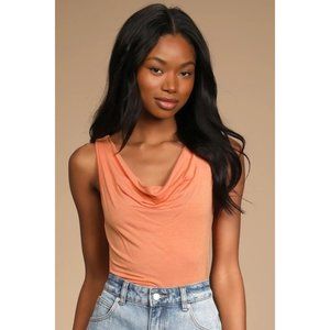 Chico's Womens Knitted Top 05109 Sleeveless Cowl Neck Cotton Orange Size 3